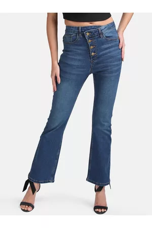 Kazo Women Blue High-Rise Cotton Jeans