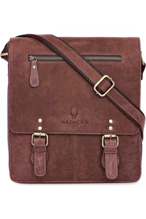 WildHorn Men Brown Leather Structured Sling Bag