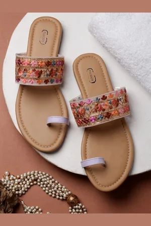 PANAHI Women Lavender Embellished One Toe Flats