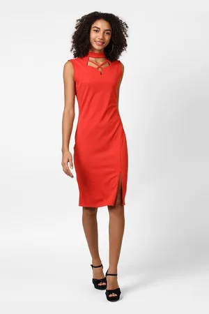 63% OFF on Harpa Women Red Embellished Shift Dress on Myntra