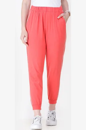 Cation Women Coral Orange Solid Cropped Joggers
