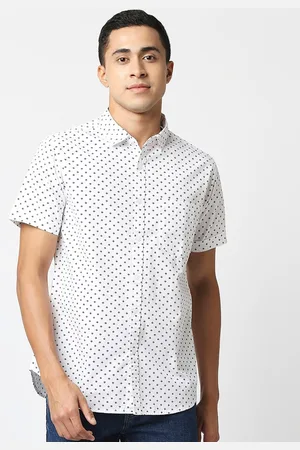 VALEN CLUB Men White Slim Fit Printed Pure Cotton Casual Shirt