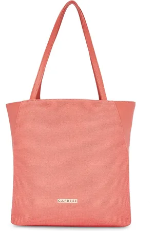 Caprese Coral Orange PU Shopper Tote Bag