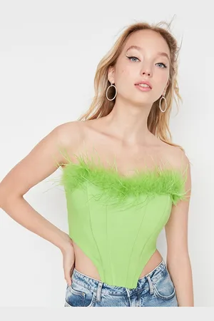 Trendyol Women Green Tube Crop Top