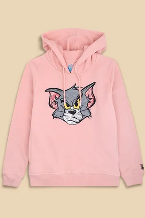 Kidsville Boys Pink Tom & Jerry Printed Hooded Sweatshirt