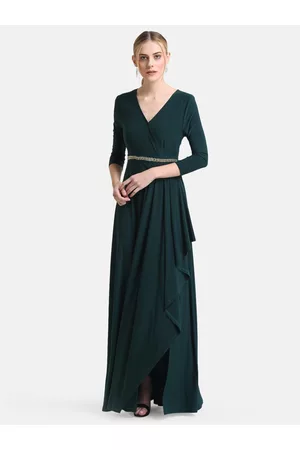 Kazo Women Green v-Neck Maxi Dress