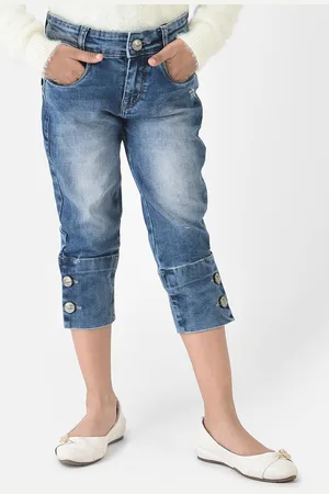 Crimsoune Club Girls Blue Solid Capris