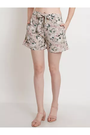 Popwings Women Beige Printed Cycling Shorts