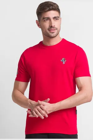 Giordano Men Red Solid Slim Fit T-shirt