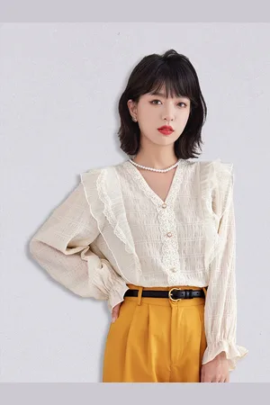 JC Collection Women Beige Ruffled Casual Shirt