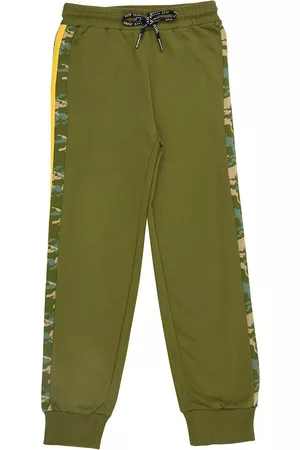 Pepe Jeans Boys Green Solid Cotton Track Pants