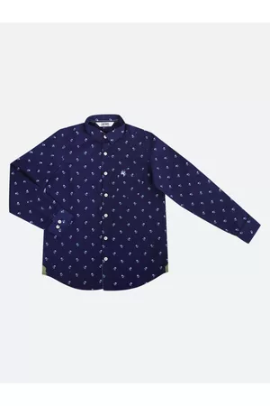 CANTABIL Boys Navy Blue Printed Casual Shirt