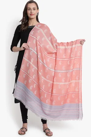 Mizash Women Peach & Purple Woven-Design Woolen Shawl