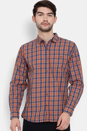 V-Mart Men Brown Checked Casual Shirt