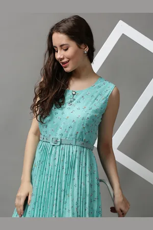 SHOWOFF Women Green Floral Chiffon Midi Dress