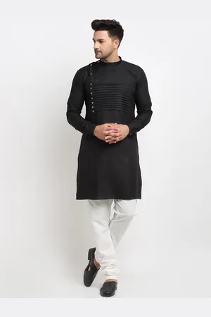 Kaifoo Men Black Thread Work Kurta