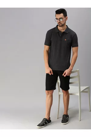 ONN Men Black Polo Collar Cotton Blend T-shirt