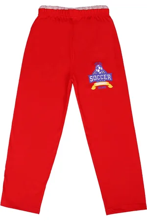 Sweet Angel Boys Red & Blue Printed Straight fit Cotton Track Pant