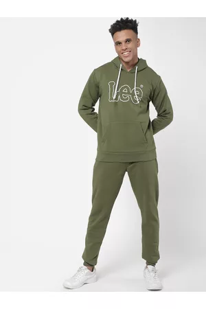 Lee Men Olive Solid Cotton Jogger