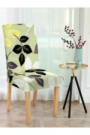 Cortina Green & Black 6 Pcs Leaf Print Chair Cover Set