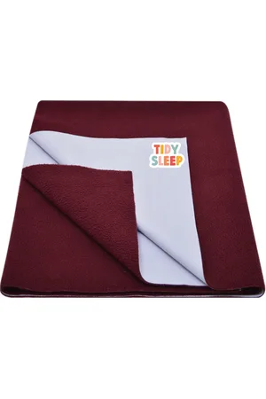 TIDY SLEEP Kids Maroon Solid Water Resistant Cotton Mattress Protector