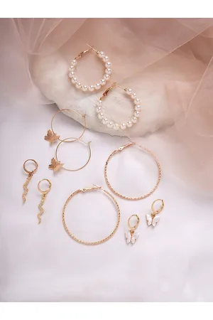 BeWitched Gold-Toned Set of 5 Contemporary Hoop Earrings
