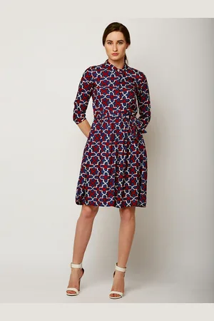 Miss Chase Women Blue Printed Shirt Dress