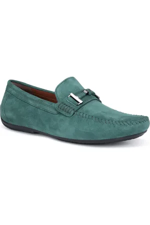 ROSSO BRUNELLO Men Green Leather Loafers