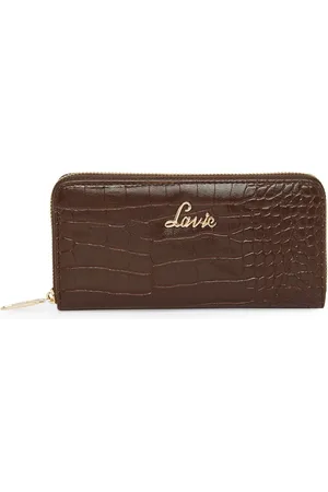 LAVIE Glossy Sacy Women Brown Animal Textured Zip Around Wallet