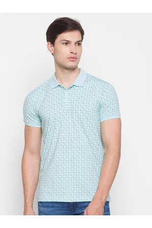 SPYKAR Men Blue Printed Polo Collar Slim Fit T-shirt