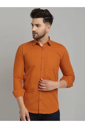 Majestic Men Orange Slim Fit Casual Shirt
