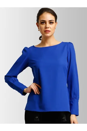 FableStreet Women Blue Solid Top