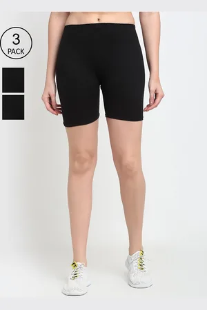 Jinfo Women Pack of 3 Black Solid Cycling Shorts