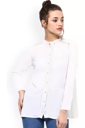 Miss Chase Women Off-White Solid Georgette Shirt Style Top