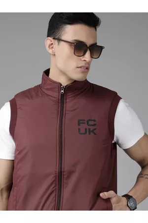 French Connection Men Maroon Solid Bomber Jacket