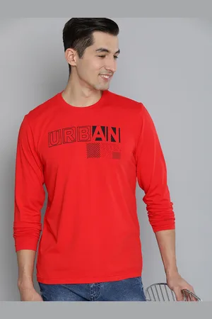 HERE&NOW Men Red & Black Typography Printed Pure Cotton T-shirt