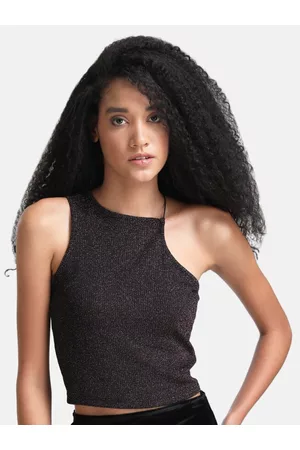 Kazo Woman Pink & Black Halter Neck Crop Top