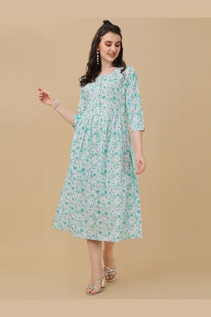 Sangria Women Floral Printed Pure Cotton A-Line Dress