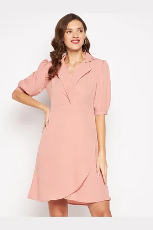 Color Cocktail Women Pink Crepe Dress