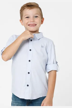 KATE & OSCAR Boys Blue Standard Cotton Casual Shirt