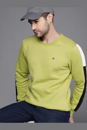 WROGN Men Green & Black Colourblocked Sweatshirt