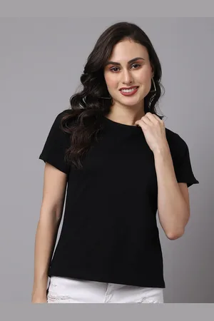 Friskers Women Black Slit Sleeves Pure Cotton Top