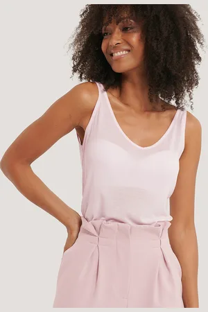 NA-KD Women Pink Solid Semi Sheer Top