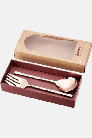 Fabindia Set of 2 Silver & Rose Gold-Toned Salad Server