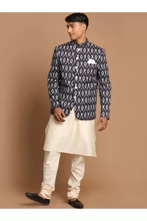 Vastramay Men Solid Kurta & Pyjama With Printed Jacket