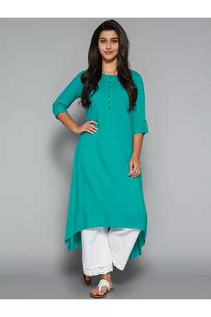 Pistaa Women Turquoise Blue Kurta
