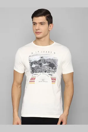 Louis Philippe Men White Printed Pure Cotton Slim Fit T-shirt