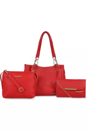 Bagsy Malone Red PU Shopper Shoulder Bag with Tasselled