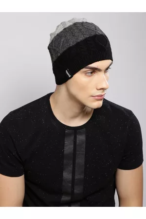 Buy Roadster Unisex Grey Self Design Beanie - Caps for Unisex 7463664