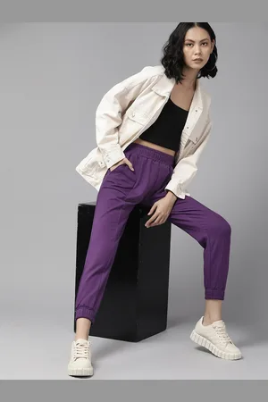 Roadster Women Purple Solid Regular Fit Joggers